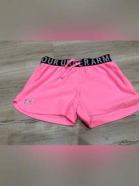 Under Armour Neon Pink Women's Athletic Shorts with Branded Waistband